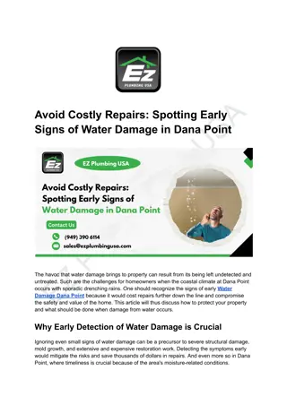 Water Damage Dana Point: Prevention & Restoration Tips | EZ Plumbing USA