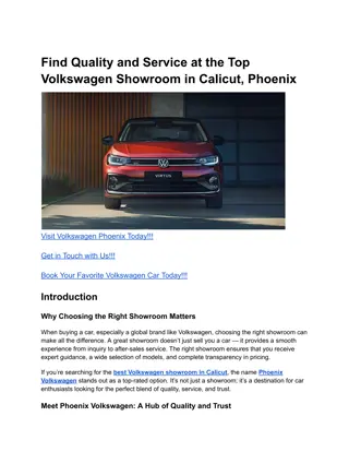 Find Quality and Service at the Top Volkswagen Showroom in Calicut, Phoenix