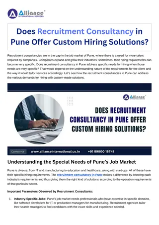 Does Recruitment Consultancy in Pune Offer Custom Hiring Solutions