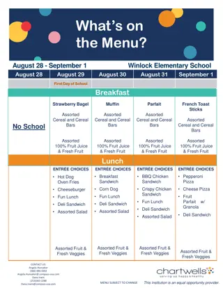 Winlock Elementary School Menu Highlights