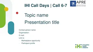 Innovative Project Proposal for IHI Call Days 6-7 Marketplace Opportunity