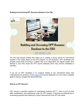 Building and Accessing OPT Resumes Database in the USA