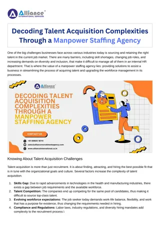 Decoding Talent Acquisition Complexities Through a Manpower Staffing Agency