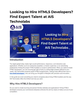 Looking to Hire HTML5 Developers