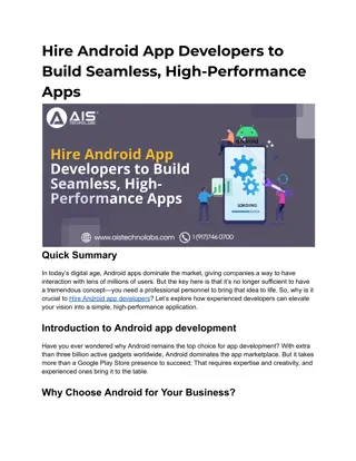 Hire Android App Developers to Build Seamless, High-Performance Apps