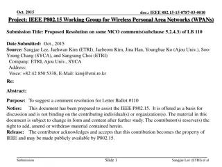 Proposed Resolution on MCO Comments in IEEE P802.15 Working Group Document