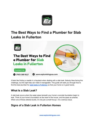 The Best Ways to Find a Plumber for Slab Leaks in Fullerton