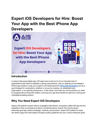 Expert iOS Developers for Hire_ Boost Your App with the Best iPhone App Developers