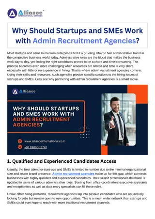 Why Should Startups and SMEs Work with Admin Recruitment Agencies