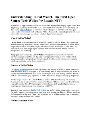 Understanding UniSat Wallet- The First Open Source Web Wallet for Bitcoin NFTs