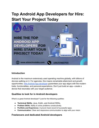 Top Android App Developers for Hire: Start Your Project Today