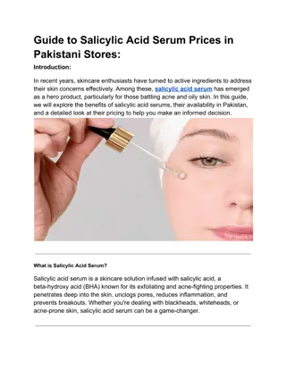 Guide to Salicylic Acid Serum Prices in Pakistani Stores