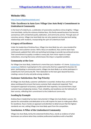 Excellence in Auto Care: Village Line Auto Body's Commitment to  Lindenhurst Com