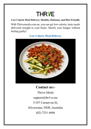 Low Calorie Meal Delivery Healthy, Delicious, and Diet-Friendly