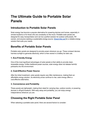 The Ultimate Guide to Portable Solar Panels and  Generators