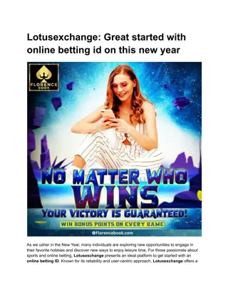 Lotusexchange_ Great started with online betting id on this new year