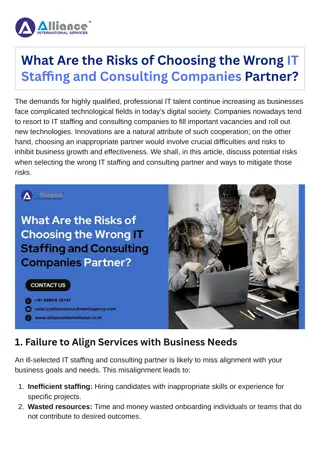 What Are the Risks of Choosing the Wrong IT Staffing and Consulting Companies Partner