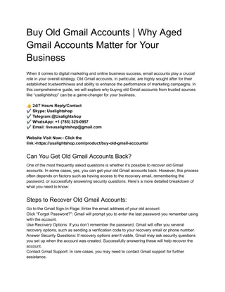 Buy Old Gmail Accounts _ Why Aged Gmail Accounts Matter for Your Business