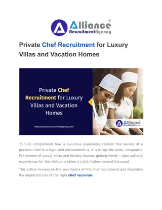 Private Chef Recruitment for Luxury Villas and Vacation Homes