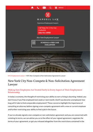 Protect Your Career: NYC Non-Compete & Non-Solicitation Agreement Lawyer