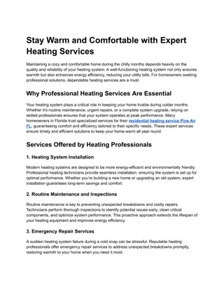 Stay Warm and Comfortable with Expert Heating Services