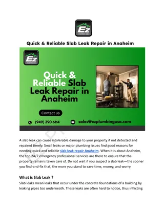 Quick & Reliable Slab Leak Repair in Anaheim