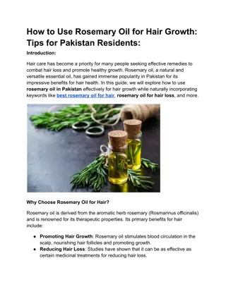 How to Use Rosemary Oil for Hair Growth Tips for Pakistan Resident