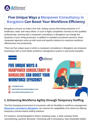 Five Unique Ways a Manpower Consultancy in Bangalore Can Boost Your Workforce Efficiency