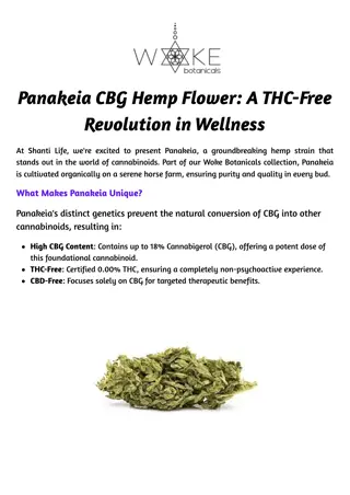 Panakeia CBG Hemp Flower: A THC-Free Revolution in Wellness