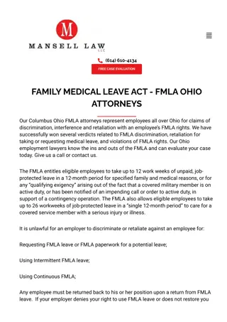 Understanding the Family Medical Leave Act (FMLA): Ohio Attorneys at Your Servic