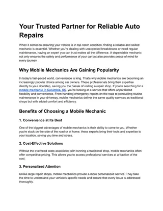 Your Trusted Partner for Reliable Auto Repairs