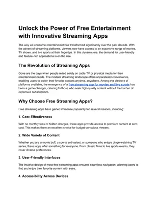 Unlock the Power of Free Entertainment with Innovative Streaming Apps