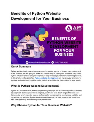 Benefits of Python Website Development for Your Business