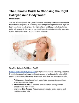 The Ultimate Guide to Choosing the Right Salicylic Acid Body Wash