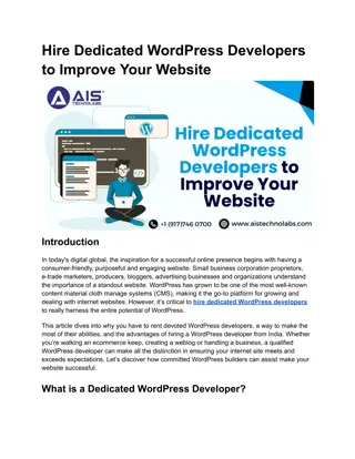 Hire Dedicated WordPress Developers to Improve Your Website