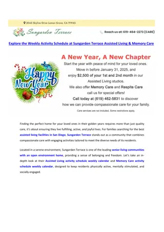 Sungarden Terrace Assisted Living & Memory Care activity schedule weekly calendar