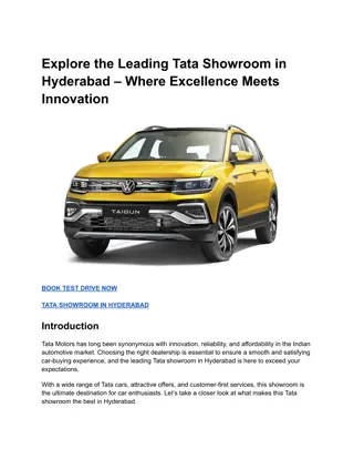 Explore the Leading Tata Showroom in Hyderabad – Where Excellence Meets Innovation