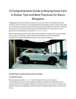 A Comprehensive Guide to Buying Used Cars in Dubai Tips and Best Practices for Savvy Shoppers