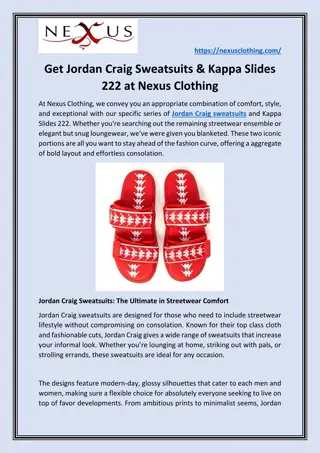 Get Jordan Craig Sweatsuits & Kappa Slides 222 at Nexus Clothing