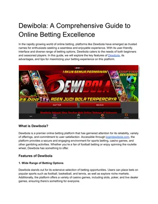 Dewibola_ A Comprehensive Guide to Online Betting Excellence