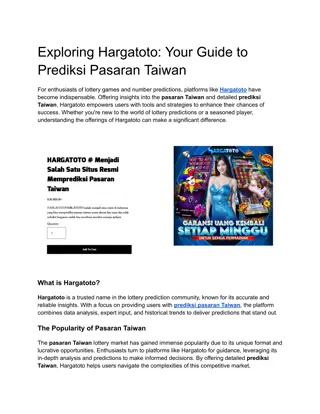 Exploring Hargatoto_ Your Guide to Prediksi Pasaran Taiwan