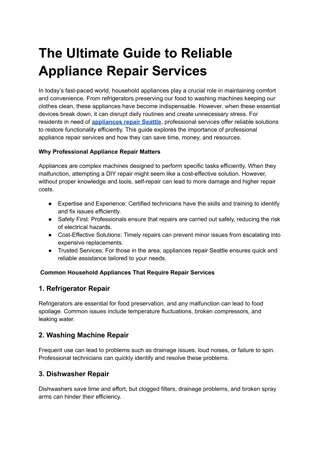 The Ultimate Guide to Reliable Appliance Repair Services