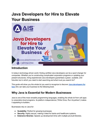 Java Developers for Hire to Elevate Your Business