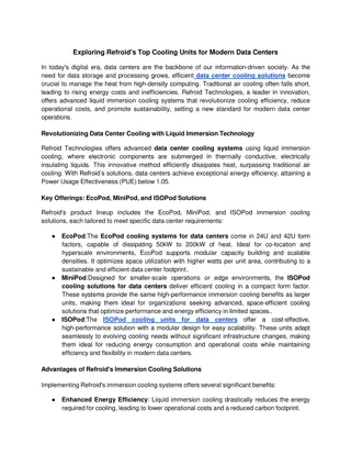 Exploring Refroid's Top Cooling Units for Modern Data Centers