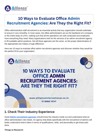 10 Ways to Evaluate Office Admin Recruitment Agencies Are They the Right Fit