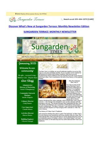 Sungarden Terrace Monthly Newsletter