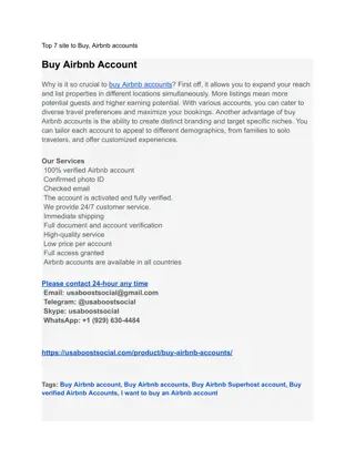 Top 7 site to Buy, Airbnb accounts