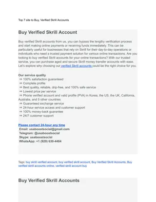 Top 7 site to Buy, Verified Skrill Accounts