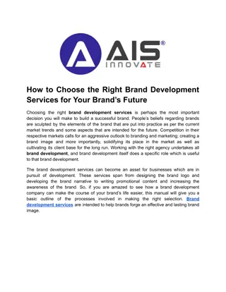 How to Choose the Right Brand Development Services for Your Brand’s Future