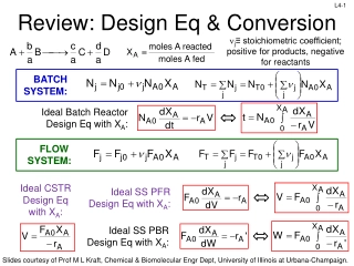 Review: Design Eq & Conversion